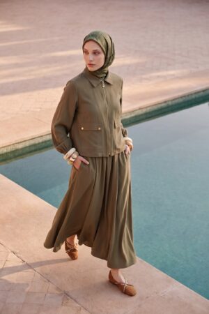 Comfort Zip-Up Jacket & Maxi Skirt Set