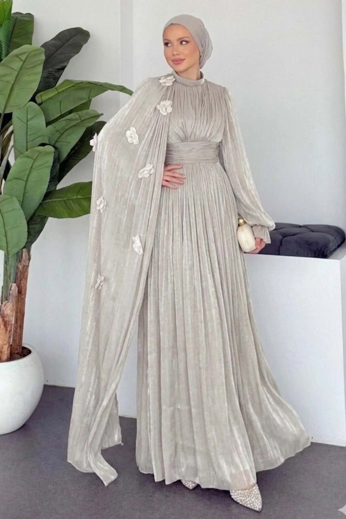 Celeste Floral Cape Gown - Image 3