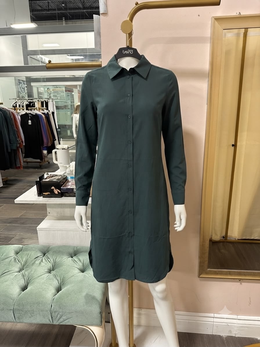 Petrol Green Cotton-Blend Mid-Length Summer Tunic - Image 4