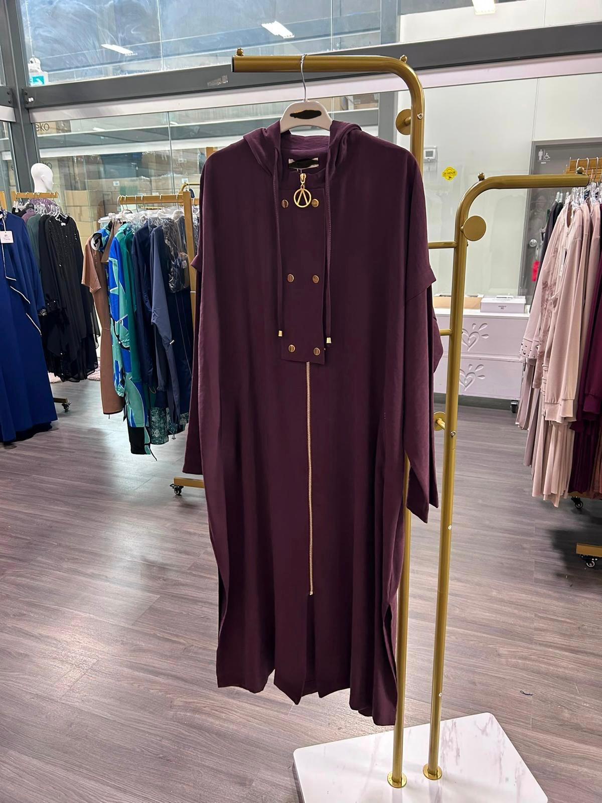 Tencel Hooded Summer Cape Jacket with Snap & Zipper Details - Image 4