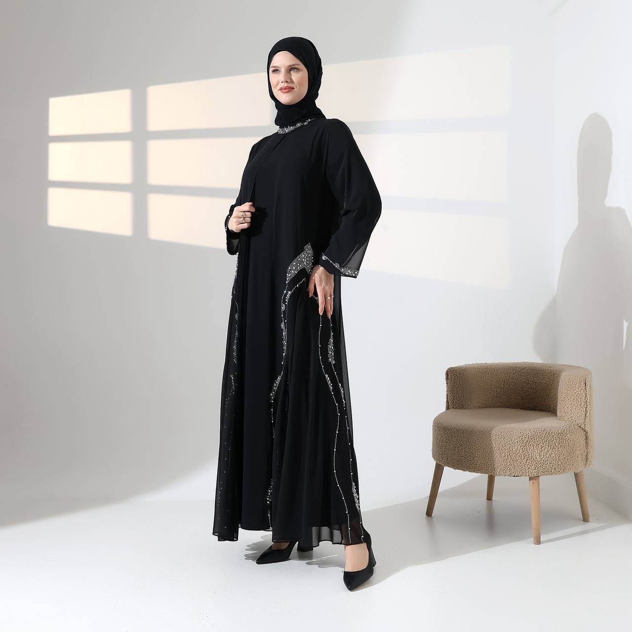 Embellished Chiffon Abaya