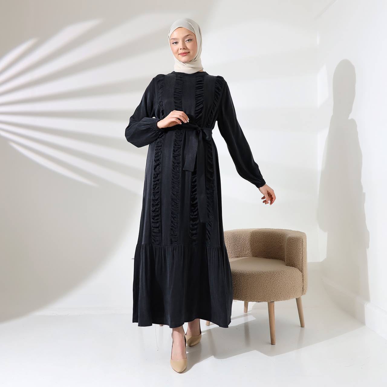 Silk Cupro Belted Dress
