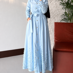 Floral Appliqué Shirt Dress