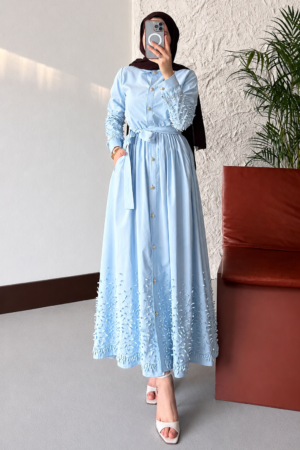 Floral Appliqué Shirt Dress
