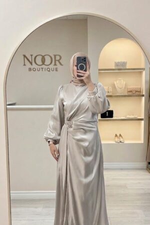 Satin Draped Evening Dress