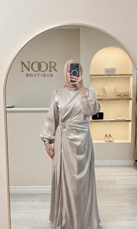 Satin Draped Evening Dress