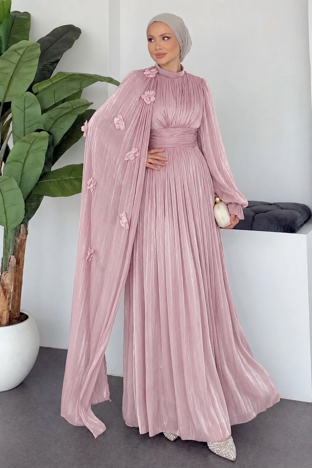 Celeste Floral Cape Gown - Image 2