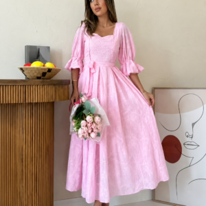 Pink Puff Sleeve Dress