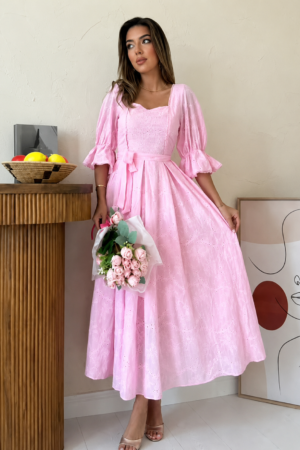 Pink Puff Sleeve Dress