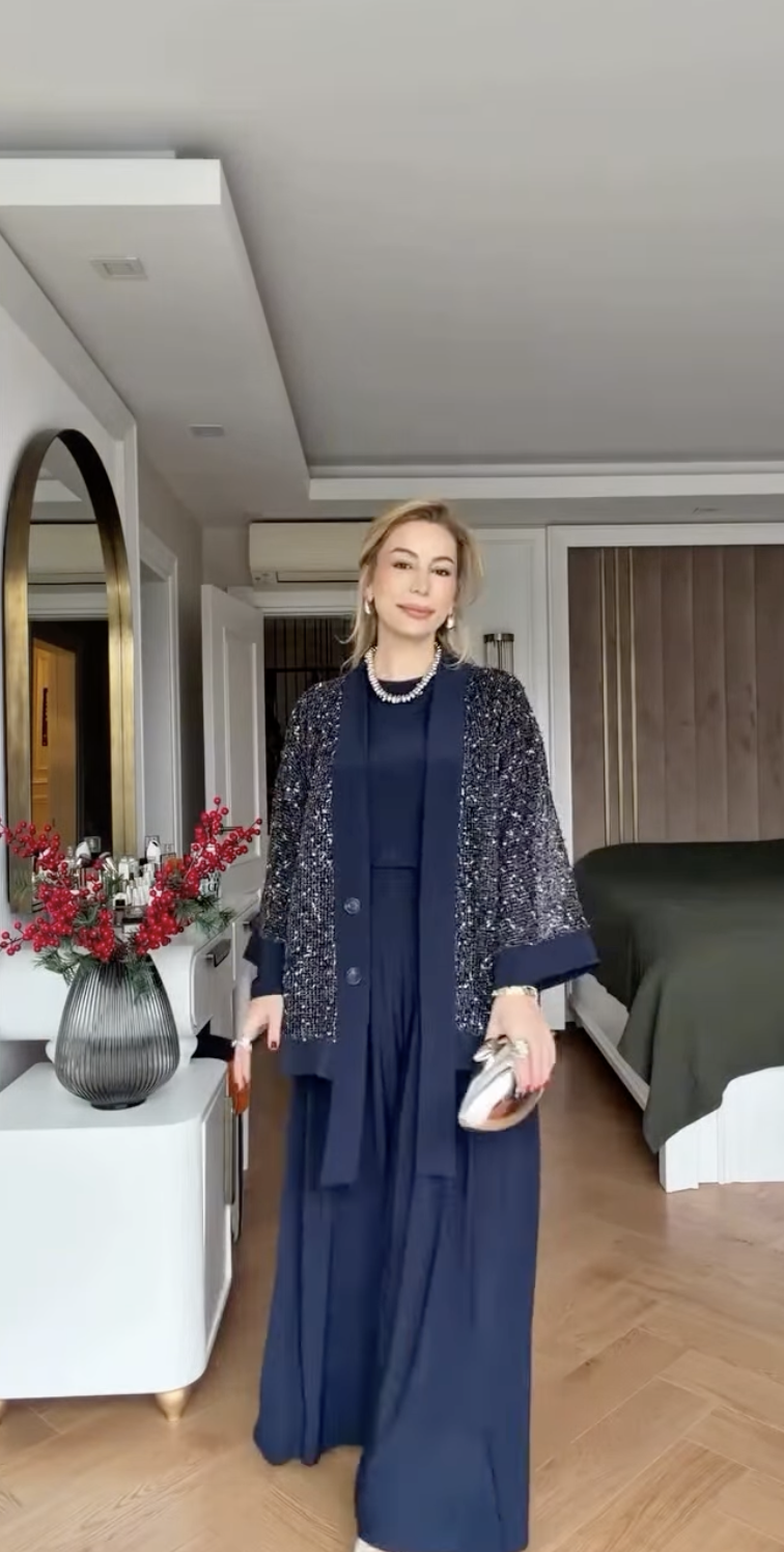 Luxury Mesh & Sequin 3-Piece Modest Suit Set - Image 3