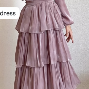 Tiered Shimmering Princess Modest Evening Dress