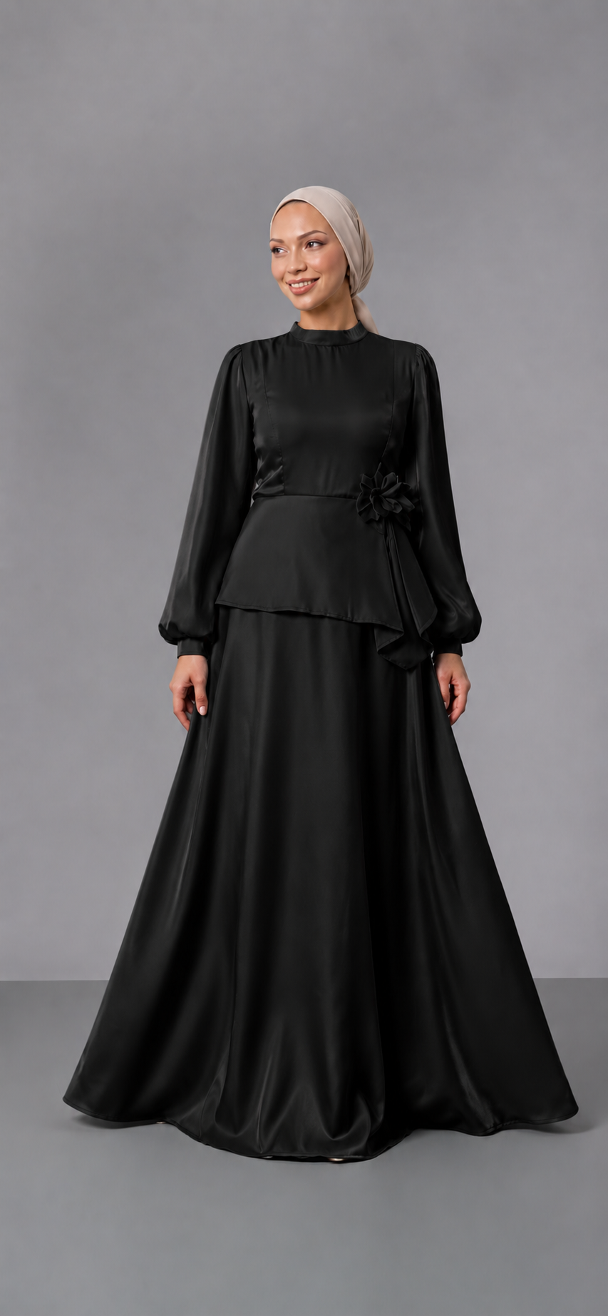 Floral Satin Evening Dress - Image 2