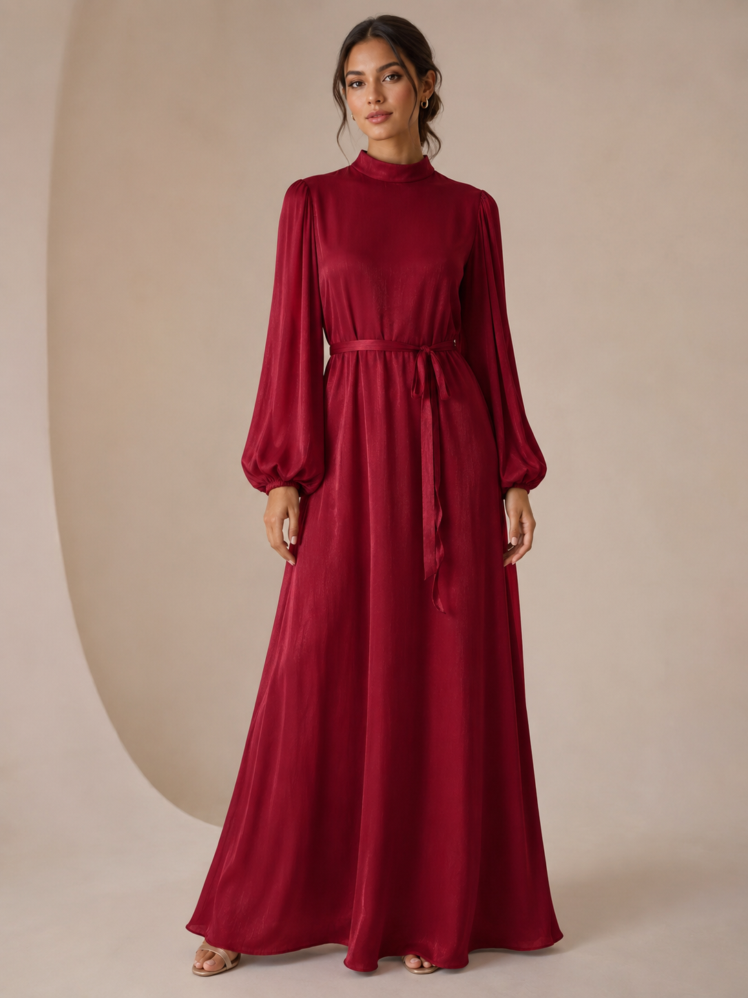 Lustrous Belted Maxi Dress