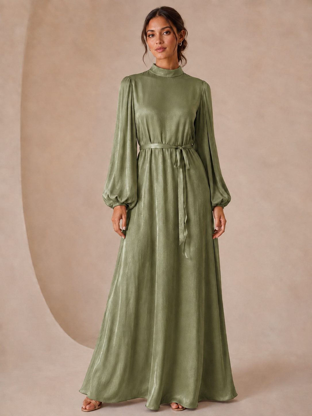 Lustrous Belted Maxi Dress - Image 3