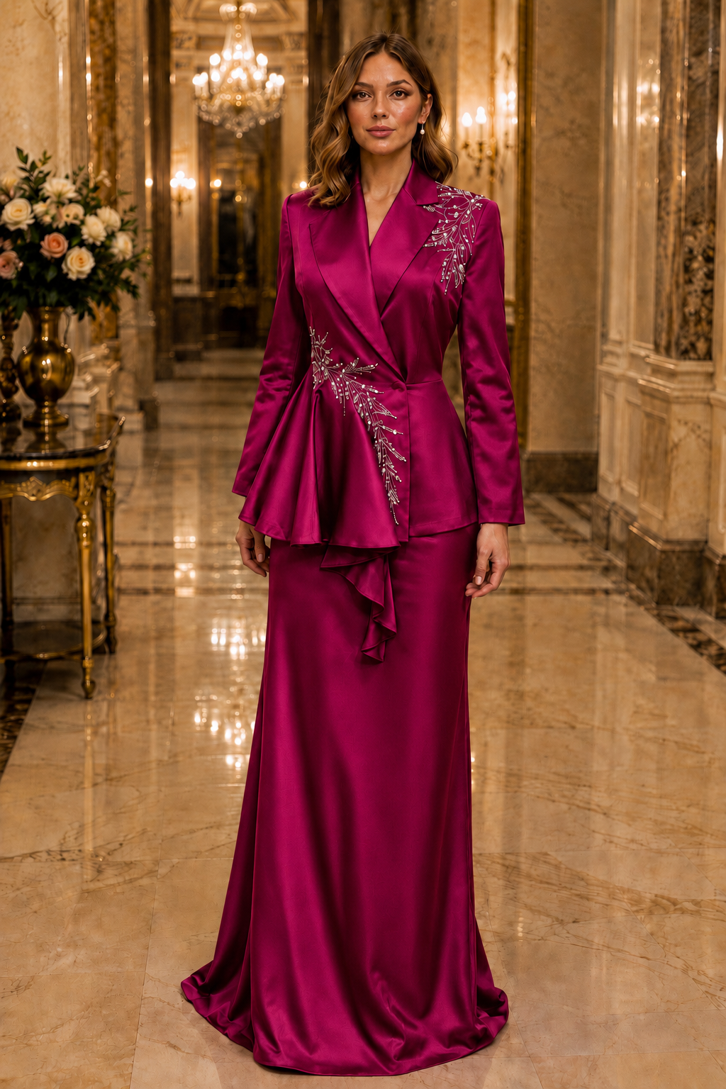 Crystal Embellished Skirt Suit