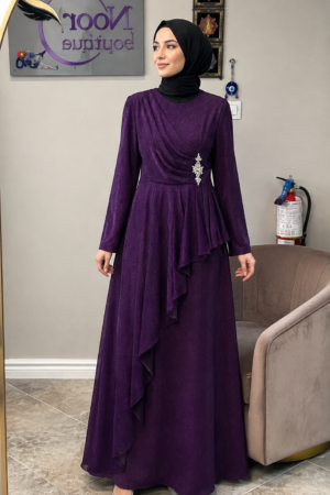 Embellished Glitter Evening Dress
