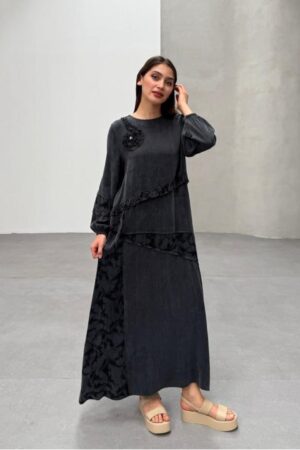 Cupro Silk Detail Maxi Dress