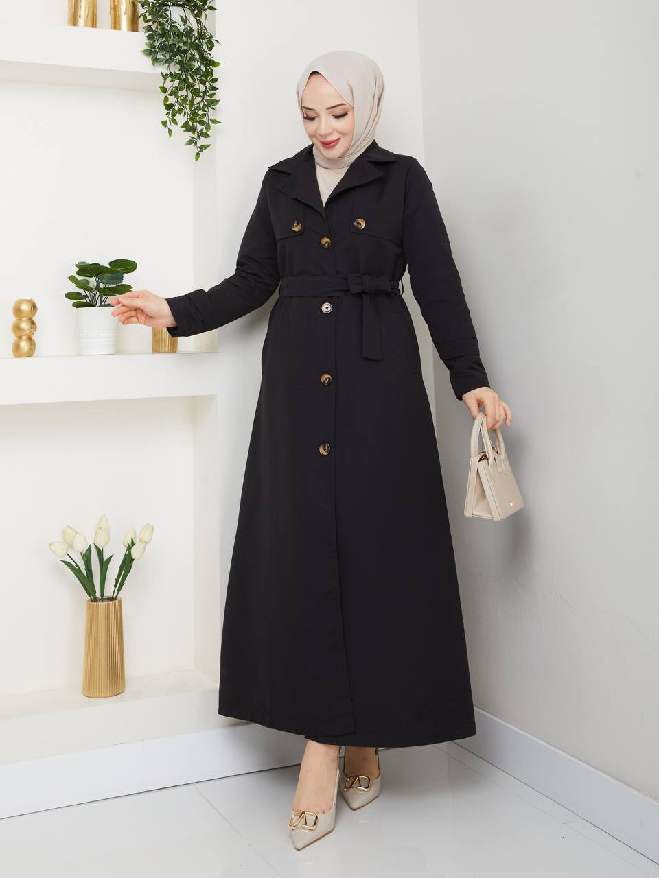 Belted Long Trench Coat