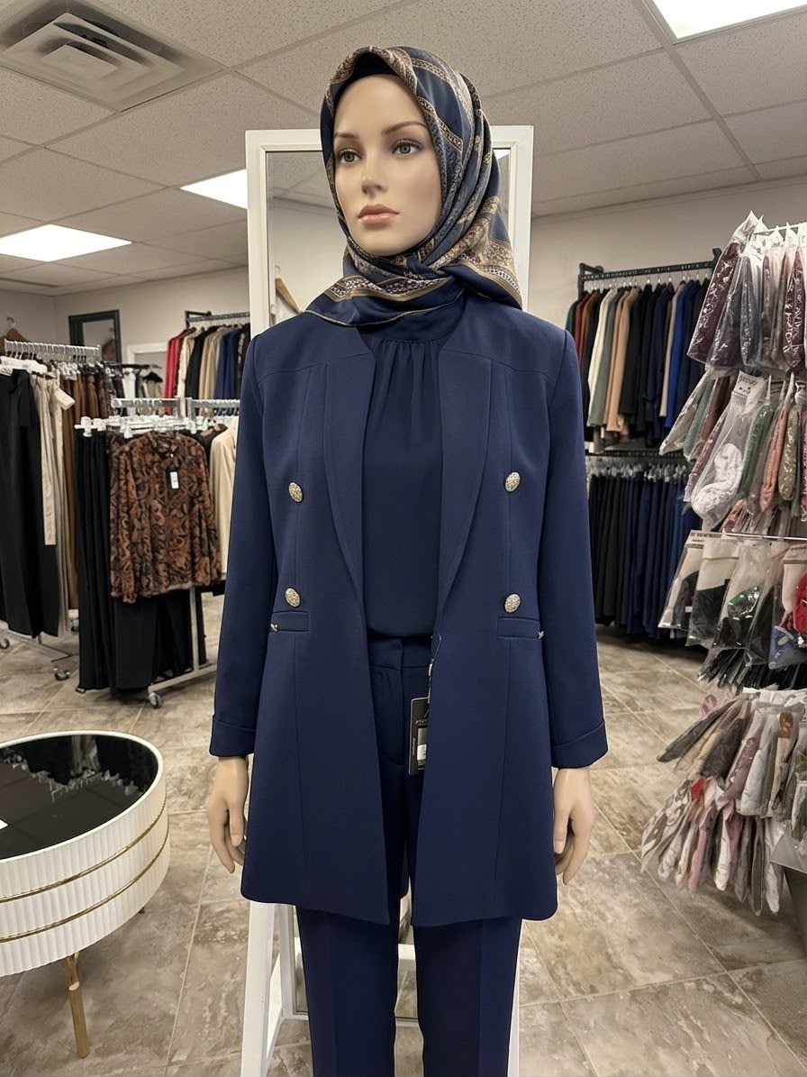 Navy Double-Breasted Blazer