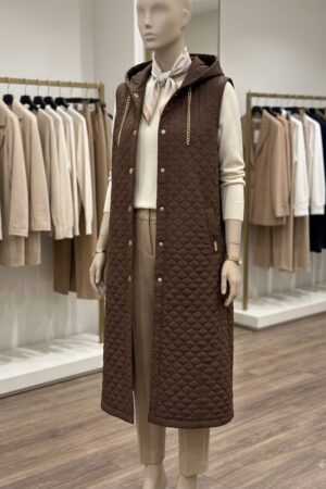 Quilted Hooded Long Vest