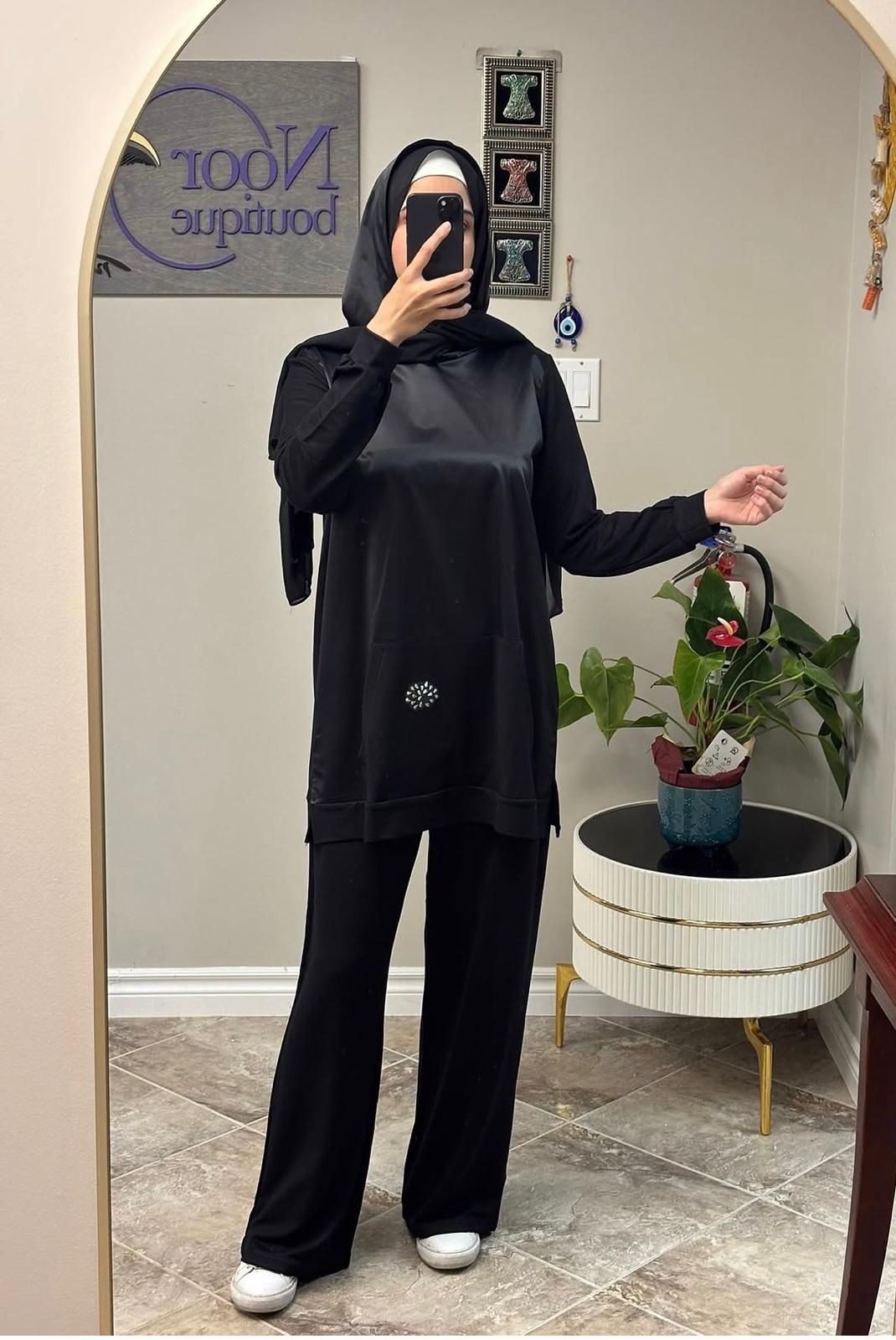 Crystal Detail Tunic Pants Set