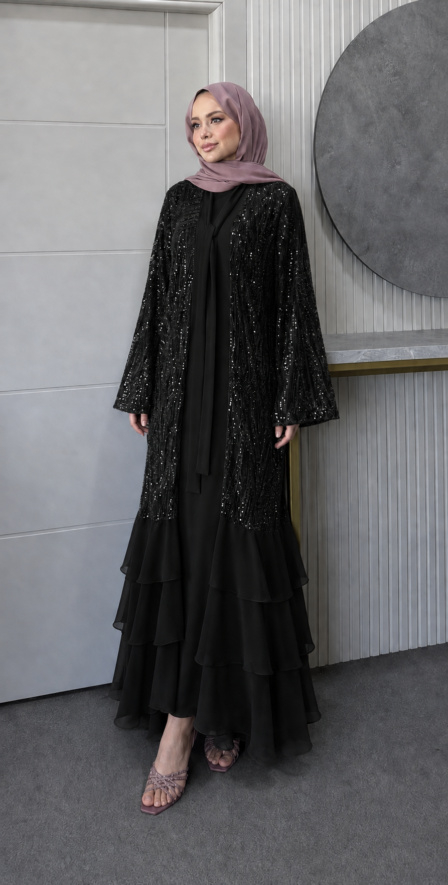 Sequin Chiffon Evening Dress - Image 2