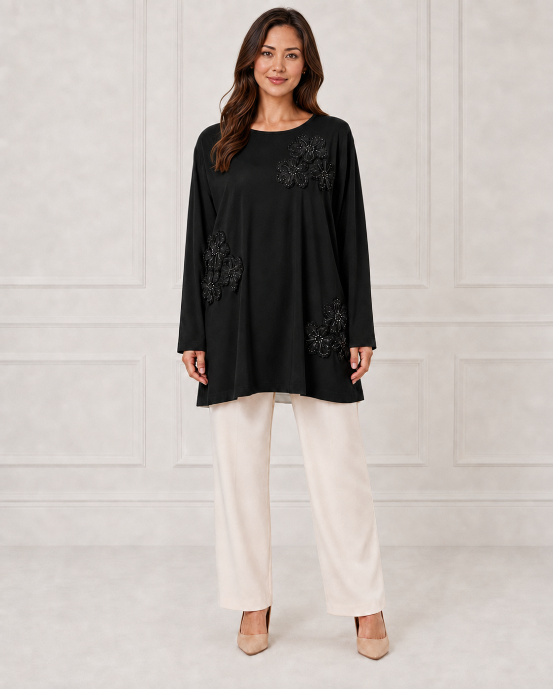 Floral Detail Jersey Tunic - Image 2