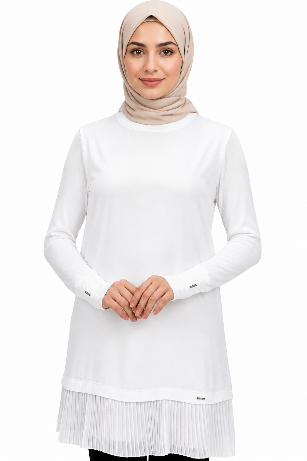 Long Sleeve Pleated Hem Inner Tunic