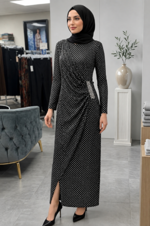 Polka Dot Gathered Detail Dress