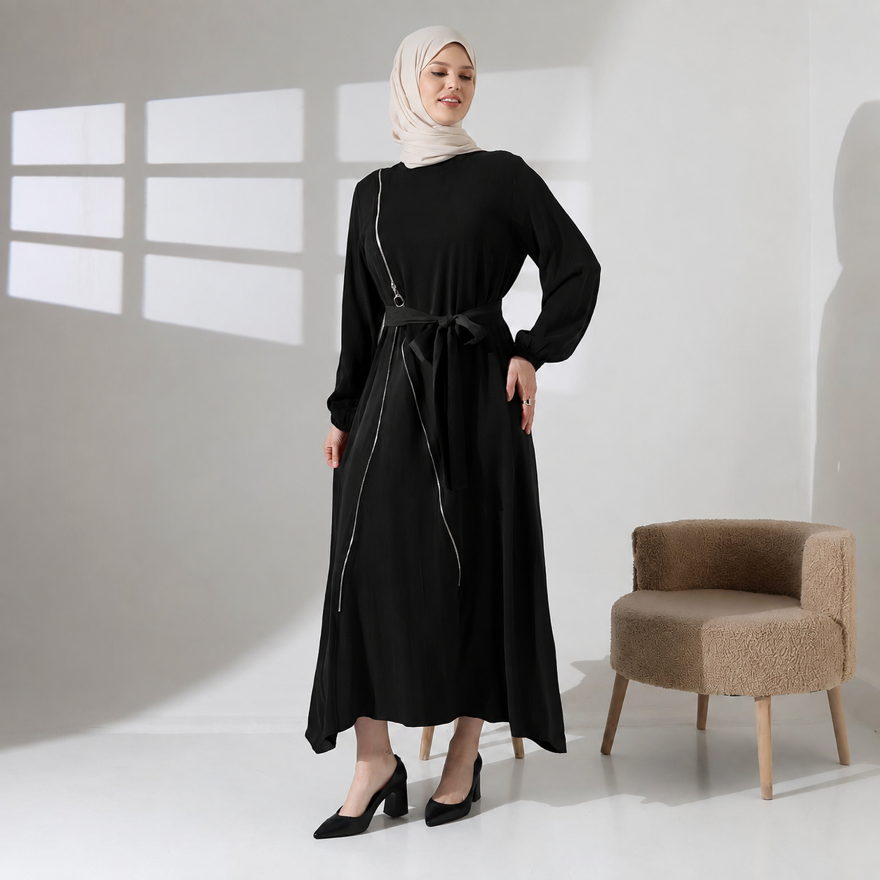Cupro Silk Belted Dress - Image 2