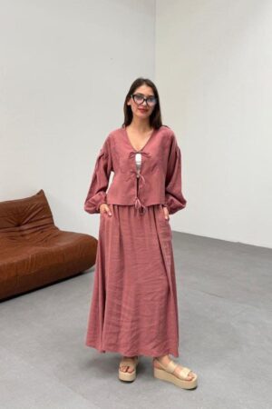 Embroidered Tencel Skirt Set
