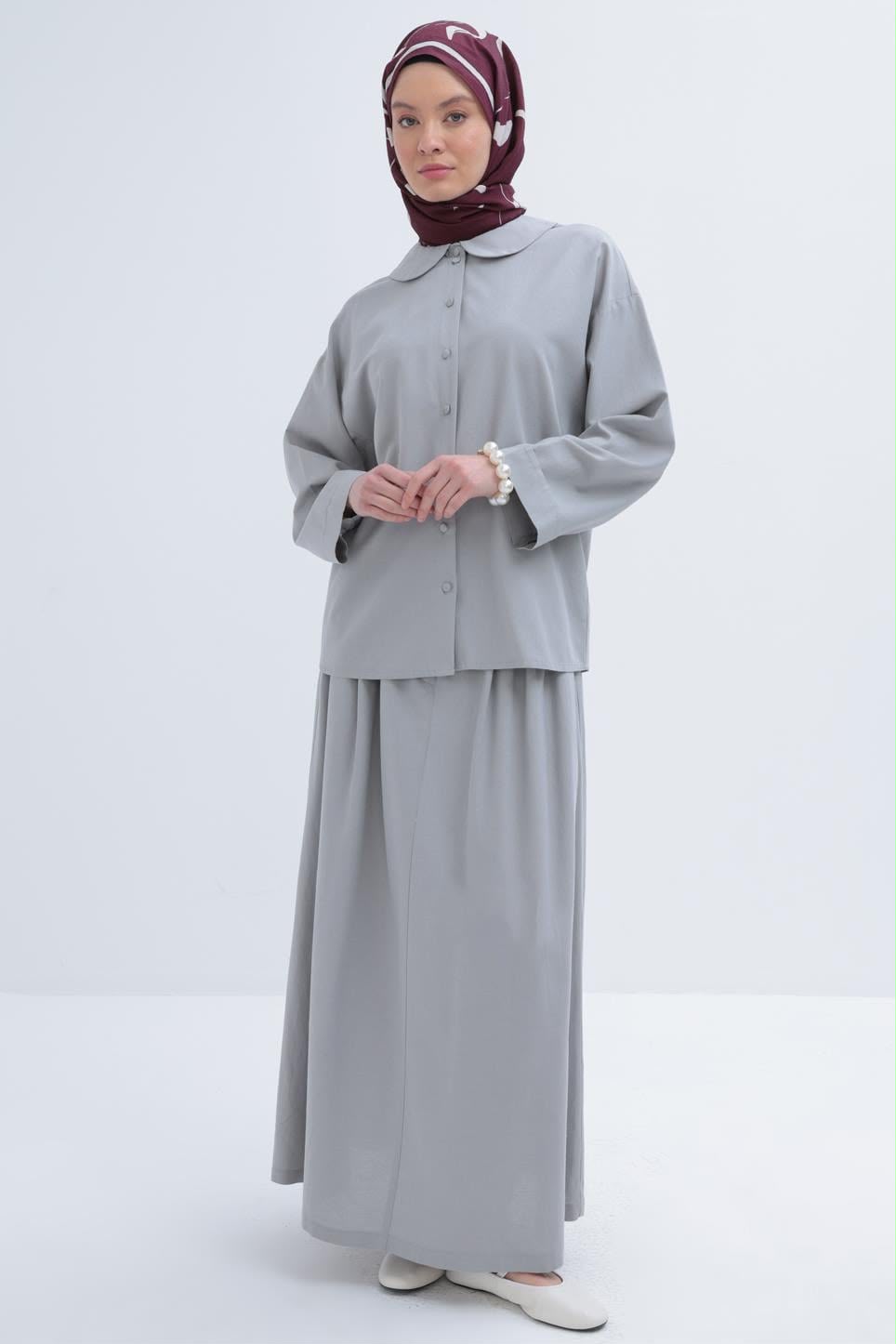 Linen Blend Shirt & Skirt Set - Image 4