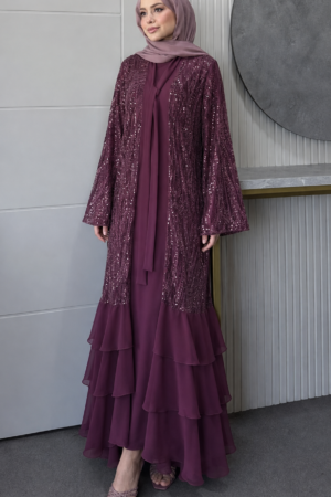 Sequin Chiffon Evening Dress