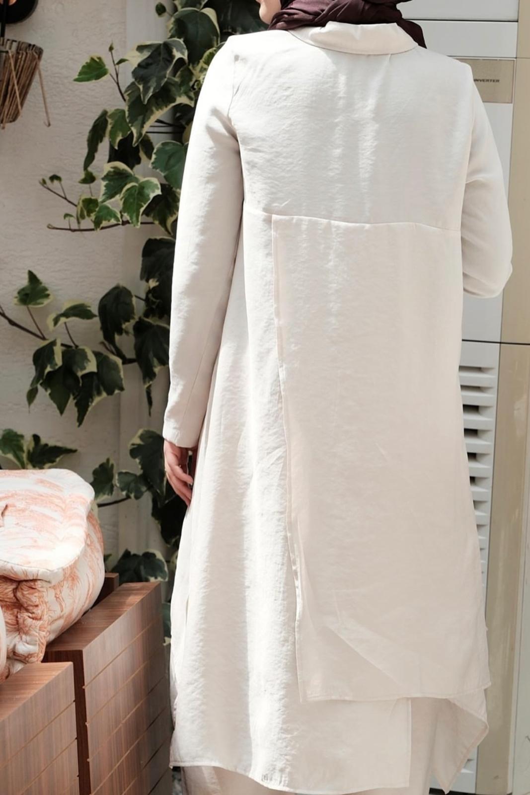 Tencel Zip-Up Long Tunic Pants Set - Image 4