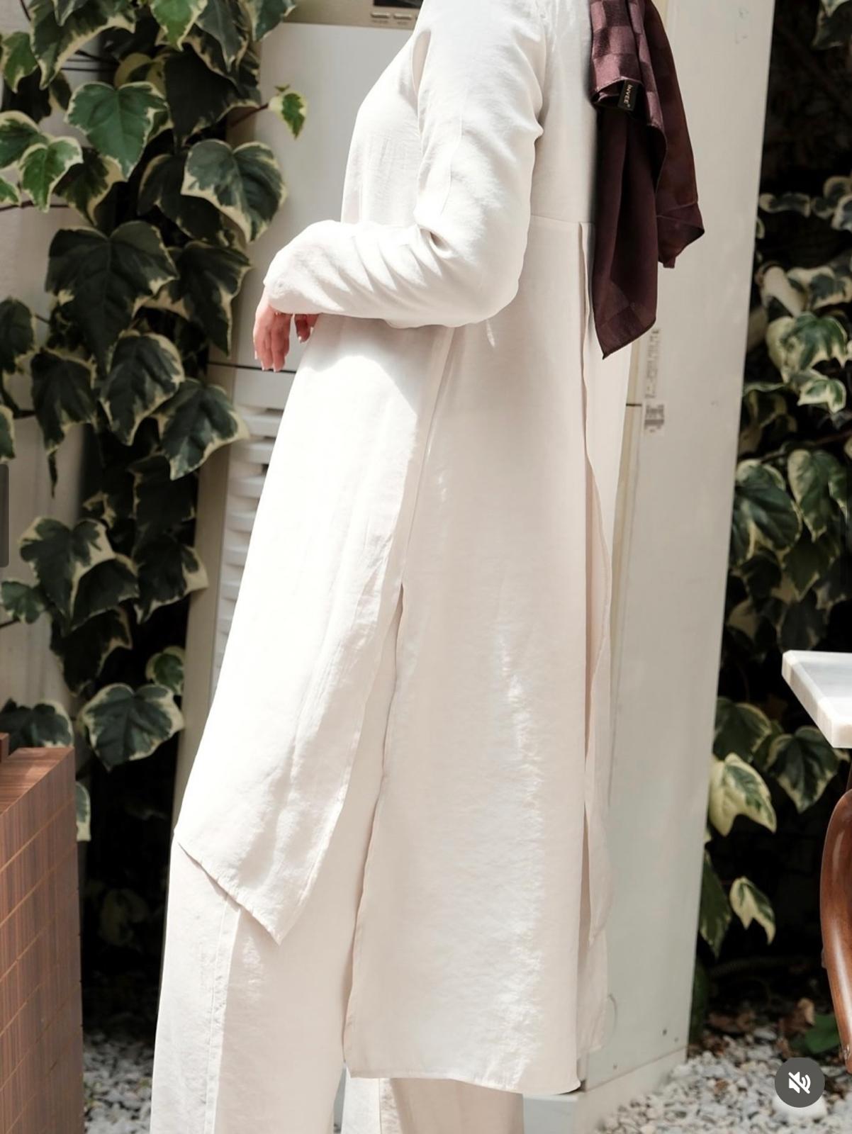 Tencel Zip-Up Long Tunic Pants Set - Image 3