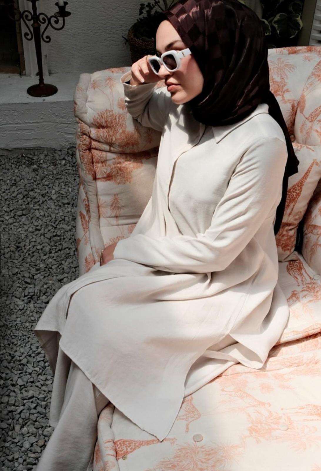 Tencel Zip-Up Long Tunic Pants Set - Image 2
