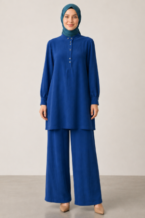 Button Detail Modest Pant Set