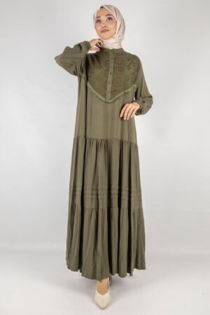 Embroidered Detail Viscose Maxi Dress