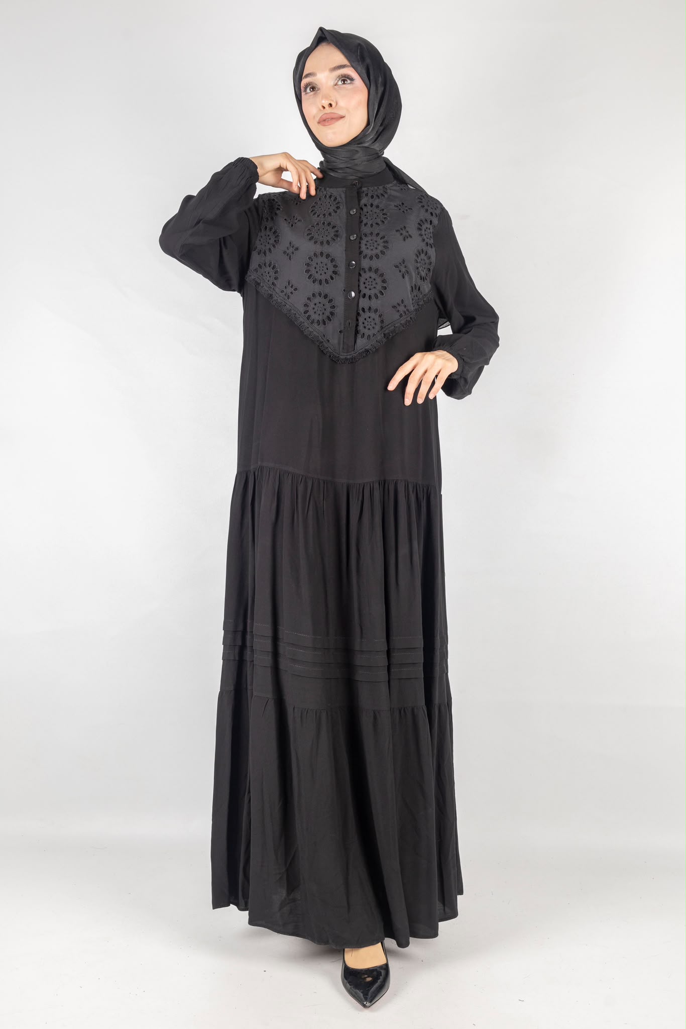 Embroidered Detail Viscose Maxi Dress - Image 5