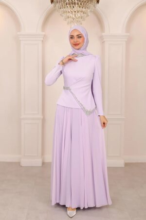 Crystal Trim Evening Dress