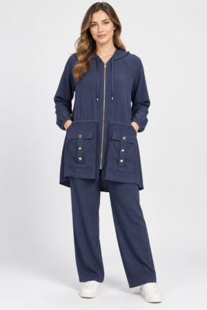 Hooded Zip-Up Tunic & Pants Set