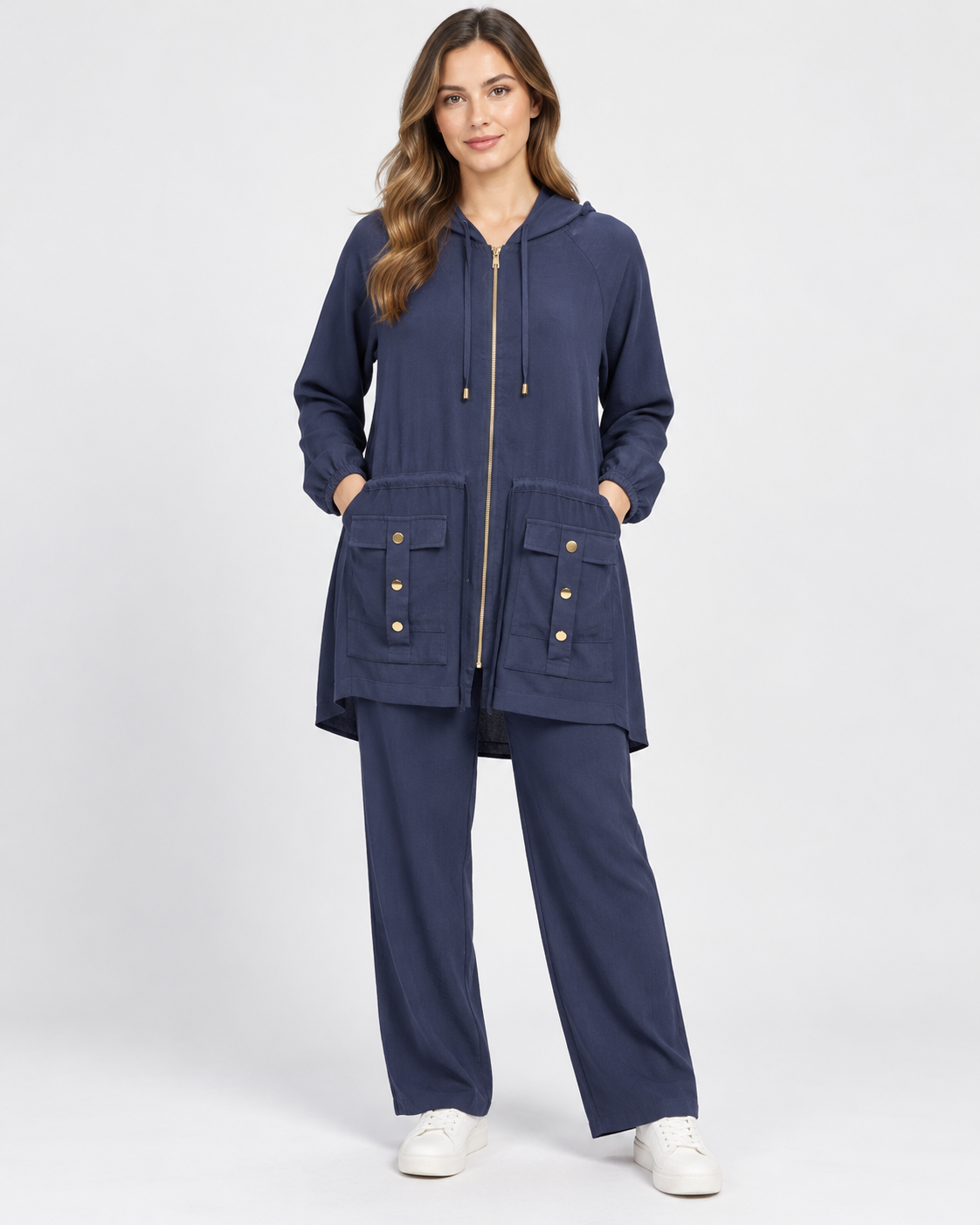 Hooded Zip-Up Tunic & Pants Set