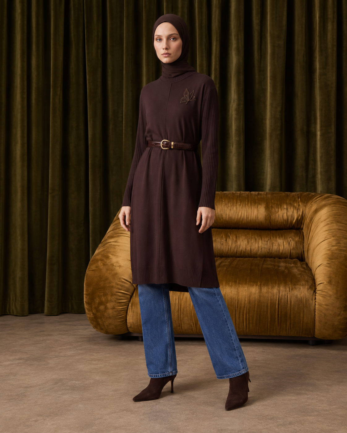 Butterfly Detail Ribbed Knit Modest Tunic - Image 6
