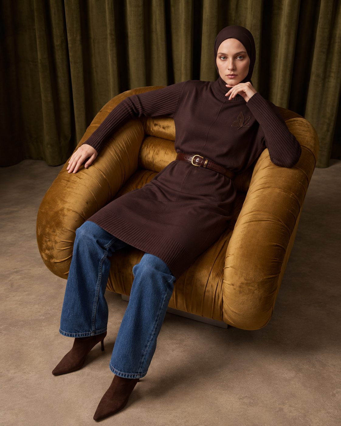 Butterfly Detail Ribbed Knit Modest Tunic - Image 7