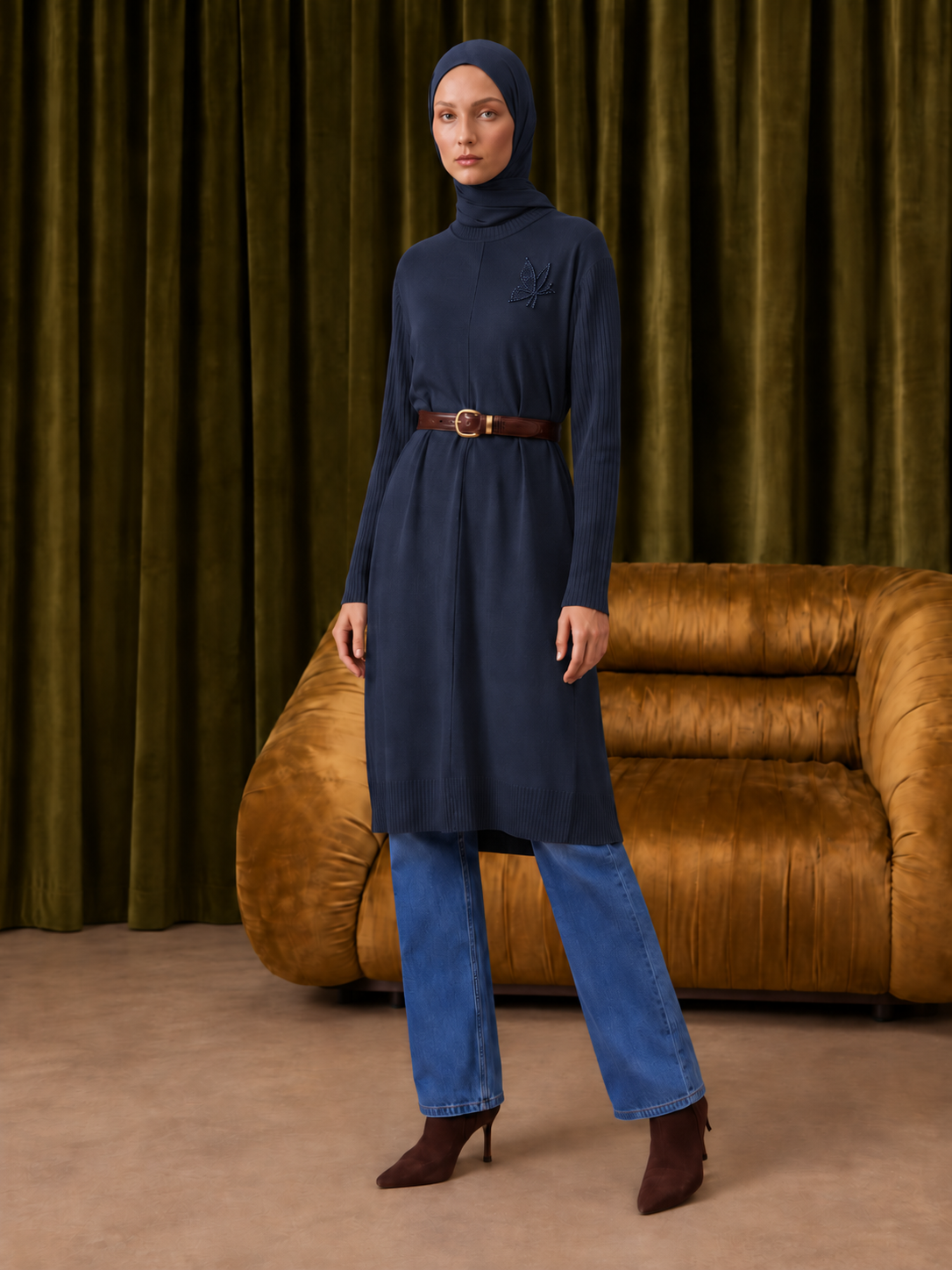 Butterfly Detail Ribbed Knit Modest Tunic - Image 5
