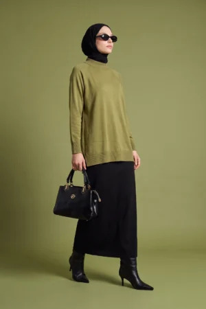 High Neck Relaxed Knit Tunic
