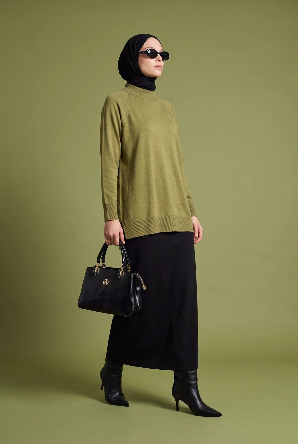 High Neck Relaxed Knit Tunic