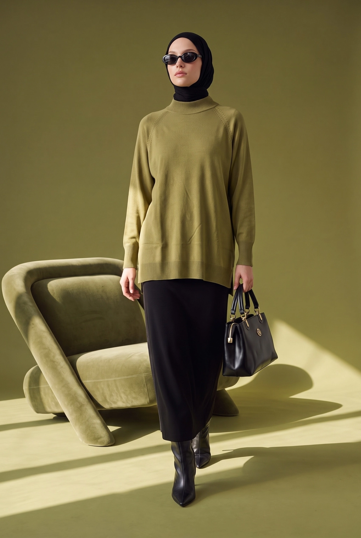 High Neck Relaxed Knit Tunic - Image 2
