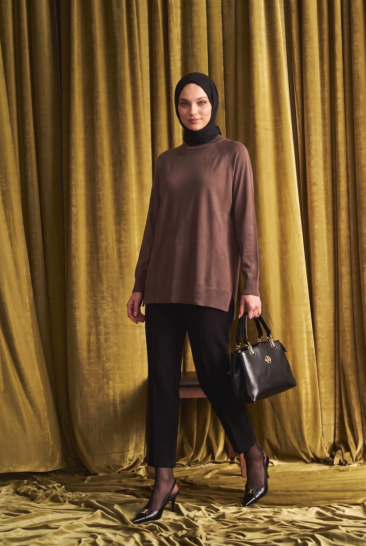 High Neck Relaxed Knit Tunic - Image 9