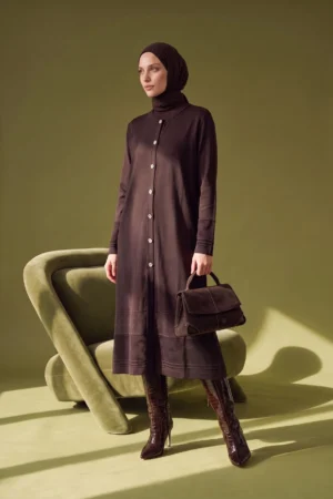 Button Front Knit Modest Long Cardigan